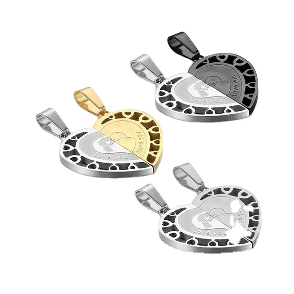 Paar Edelstahl Halskette Sets Liebe Sie Herz Form Anhänger Valentine Geschenke