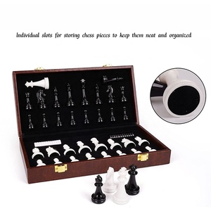 Bộ Cờ Vua Nam Châm Bộ Trò Chơi Cờ Đam Cho Người Lớn Trẻ Em (2 Trong 1) Bộ Cờ Vua Nam Châm & Bàn Cờ Gấp Bằng Da Tiện Dụng - Product Image 4