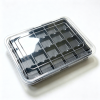Boîte d'emballage en blister PP PS de qualité alimentaire, base noire, couvercle transparent en PET, conteneur en plastique rectangulaire multi-compartiments personnalisable