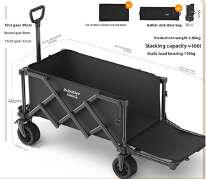 Chariot de camping pliable en métal à quatre roues, plateforme fermée, OEM personnalisé, outil de voyage en plein air - Product Image 6