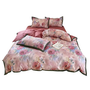 Top vente Style américain coton quatre pièces ensemble pur coton <span class=keywords><strong>haut</strong></span> <span class=keywords><strong>de</strong></span> <span class=keywords><strong>gamme</strong></span> Floral <span class=keywords><strong>housse</strong></span> <span class=keywords><strong>de</strong></span> <span class=keywords><strong>couette</strong></span> ensemble <span class=keywords><strong>de</strong></span> literie - Product Image 5