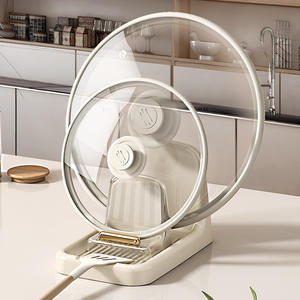 Plateau à eau multifonctionnel en plastique avec couvercle rabattable, grande taille, support pour couvercles de casseroles, égouttoir de comptoir pour rangement de cuisine - Product Image 2