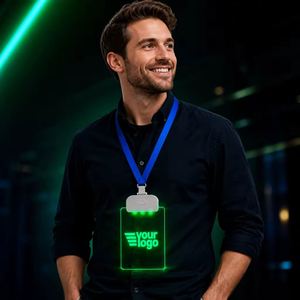 Badge porte-carte lumineux LED 15 couleurs clignotantes, personnalisé avec logo d'entreprise, en acrylique imprimé UV, avec affichage rétroéclairé - Product Image 2