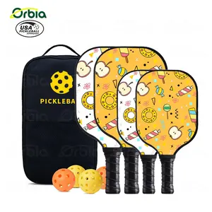ORBIA özel tasarım yetişkin boyutu 2 çocuk boyutu Pickleball kürek topları ve çanta ile 4 Set Picleball kürek fiberglas setleri