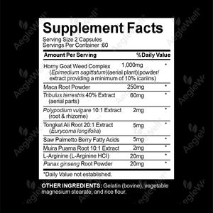 AegleWell OEM Horny Goat Weed pour <span class=keywords><strong>l</strong></span>'amélioration masculine Complexe 1590 mg avec Tongkat Ali, Saw Palmetto Extract for Stamina & Energy - Product Image 2
