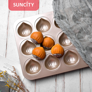 Suncity 12 Compartment Chestnut Cake Pan Non Stick Baking Mold For Oven Use - Product Image 1