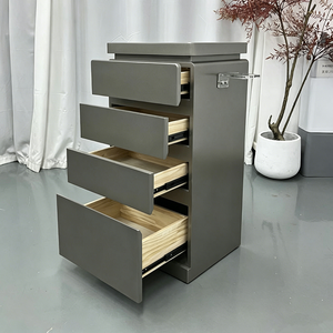Carrito de Herramientas de Salón de Belleza Moderno de Alta Gama en Madera Negra, Carrito de Peluquería de Lujo de 4 Niveles con Cajones - Product Image 5