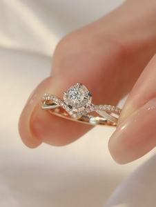 Bague en or blanc 9K 10K 14K 18K avec <span class=keywords><strong>diamant</strong></span> 1ct 2ct 3ct, élégante et personnalisée, pour fiançailles, usage quotidien, mariage, cadeau pour femme - Product Image 3