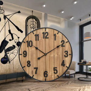 Round Wooden <b>Wall</b> <b>Clock</b> Silent Quartz Analog Hanging <b>Clock</b> Arabic Numerals Natural Wood Home <b>Decor</b> - Product Image 3