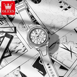 OLEVS 5622 학생 라인 애니메이션 스타일 석영 시계 픽셀 스타일 디자인 실리콘 스트랩 방수 십대 캐주얼 만화 손목시계 - Product Image 2