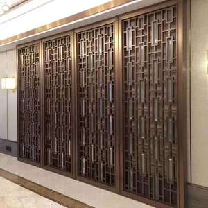 Panel Divisor de Vidrio con Marco Dorado Rosa para Privacidad en Oficina, Diseño Art Deco, Hecho de Metal, Marca <span class=keywords><strong>Homedeco</strong></span>, Acero Inoxidable 304 - Product Image 4