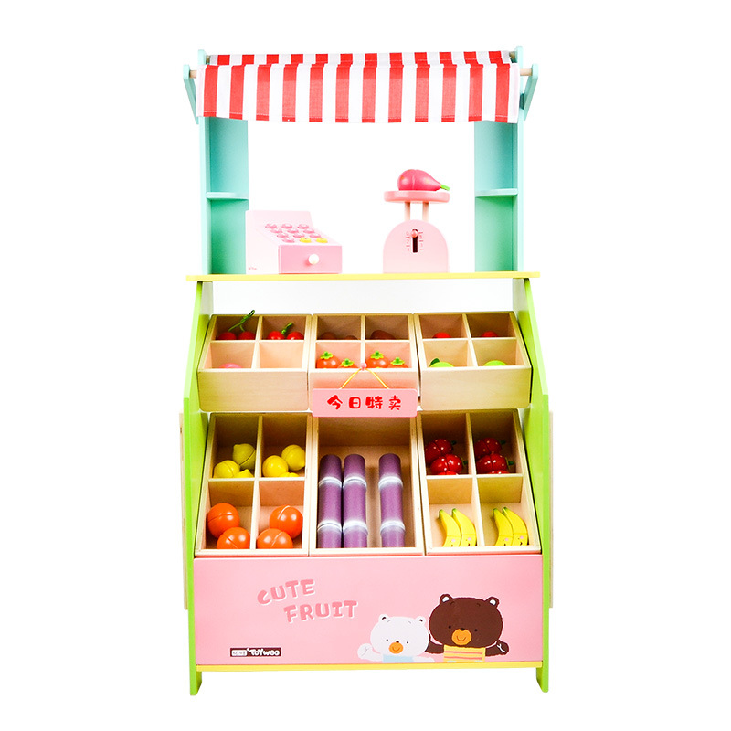 Toywooдетский деревянный игровой домик, игрушка для кухни, имитация готовки для мальчиков и девочек, продажа лоток для фруктов и овощей