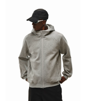 Sweat à capuche personnalisé avec logo OEM, coton et polyester, broderie 3D, deux poches latérales, fermeture éclair, style boxy, pour la vie quotidienne des hommes
