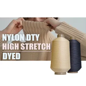 Memutar benang nilon elastis 6 untuk kaus kaki rajutan DTY 100% benang tekstil nilon putih mentah berwarna dicelup benang kaus kaki