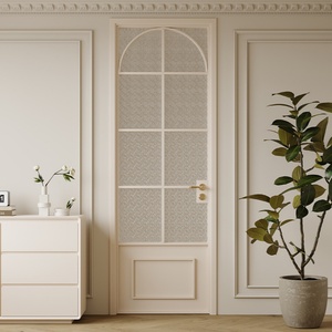 Portes intérieures à charnières de style français en alliage d'aluminium et verre trempé pour salles de bain et toilettes, idéales pour appartements - Product Image 3