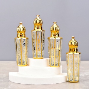 High-End 15ML Flat Rollerball Perfume <b>Bottle</b> Portable <b>Glass</b> Essential Oil <b>with</b> Gold-Plated Electroplated Engraving 100pcs MOQ - Product Image 2
