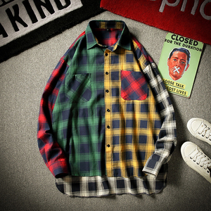 Men Flannel Plaid Spring Autumn Casual Soft Comfort Vintage Plaid <strong>Patchwork</strong> Women <strong>Shirts</strong> - Product Image 1