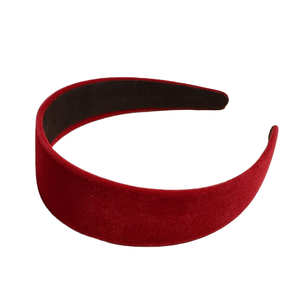 Bandeau rétro en éponge fine en velours rouge vin avec charme féminin, bandeau <span class=keywords><strong>de</strong></span> presse à cheveux noirs pour sortir et bandeau simple - Product Image 2