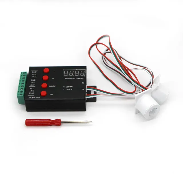 Led Ladder Controller T-1000N 24/12V Power Dual Motion Sensor Stair Led Light Sense Step IC WS2812B WS2811 Led Strips Controller