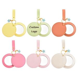 Portable Rotating PU Leather Modern Travel <b>Mirror</b> Everyday <b>On</b>-the-Go Carry-<b>On</b> Cosmetic <b>Mirror</b> New Promotional Keychain Product - Product Image 1