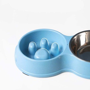 Comedero Doble para Perros Antideslizante y Ecológico de Plástico, Comedero Lento para Mascotas Antiasfixia de Acero Inoxidable Cuadrado - Product Image 5