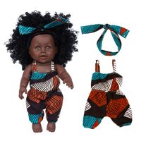 Poupées africaines noires bouclées de 8 pouces en vinyle, poupées reborn pour filles, jouets de déguisement pour bébés, vente en gros pour fabricants