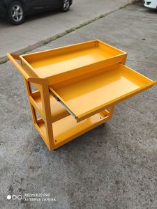 बड़ी क्षमता 3-टियर पीले रोलिंग उपयोगिता कार्ट स्टील और प्लास्टिक उपकरण भंडारण अलमारियों कार्यशाला उपकरण ट्रॉली - Product Image 2