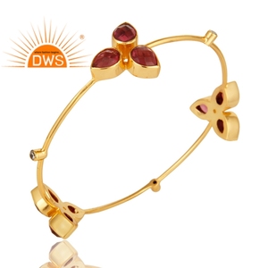 Pink Hydro Gemstone Zircon <b>Set</b> <b>Bangle</b> Indian Gold Plated Brass Fashion Women's <b>Bangle</b> Jewelry Manufacturer - Product Image 2