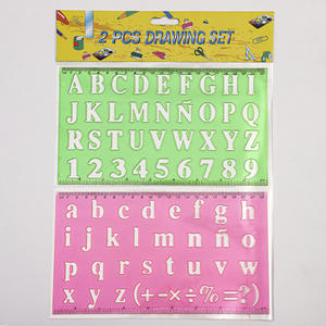 Pochoirs en plastique transparent 2 couleurs pour lettres de l'<span class=keywords><strong>alphabet</strong></span> Règle avec motif Règle de mesure pour enfants - Product Image 5