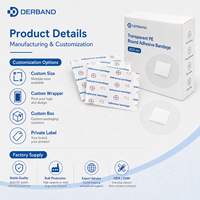 DERBAND OEM Pansement adhésif rond transparent en PE 25mm Stérile EO Emballé individuellement Imperméable Pansement ponctuel Marque privée