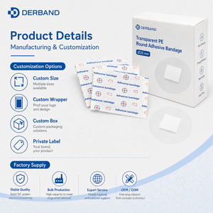 DERBAND OEM Pansement adhésif rond transparent en PE 25mm Stérile EO Emballé individuellement Imperméable Pansement ponctuel Marque privée - Product Image 2