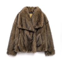 Veste courte chaude en fausse fourrure pour femmes, manteau oversize à col imitation fourrure de renard, vêtement d'extérieur décontracté pour l'hiver, pour le marché occidental