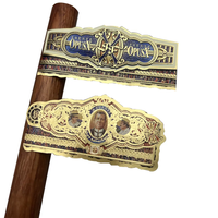 Impression personnalisée et étanche étiquette autocollante d'emballage de bande de cigare personnalisé PET/BOPP brillant finition feuille d'or logo privé vinyle