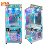 Máquina de grúa comercial con gabinete de acero industrial y vidrio templado, operada con monedas, juego de captura de premios para centro de juegos recreativos