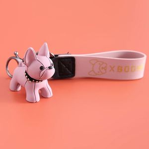 Cute French Bulldog Keychains PU Leather Rope <b>Key</b> Rings Punk Style Pendant Dog Keychains for Women Child Men's Car <b>Key</b> <b>Chain</b> - Product Image 6