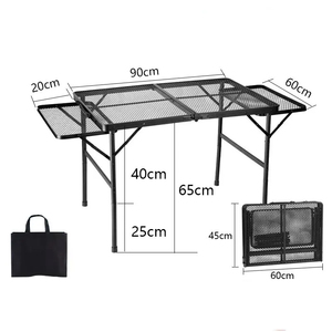 <span class=keywords><strong>Mesa</strong></span> de Picnic al aire libre de alta calidad <span class=keywords><strong>con</strong></span> paneles de ala, estante lateral, parrilla de Metal plegable, 2 estantes, Camping familiar - Product Image 5