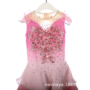 Rose Diamant <span class=keywords><strong>Patinage</strong></span> <span class=keywords><strong>Danse</strong></span> <span class=keywords><strong>Robe</strong></span> Figure Compétition Gymnastique Rythmique Justaucorps <span class=keywords><strong>Artistique</strong></span> pour les Femmes - Product Image 2