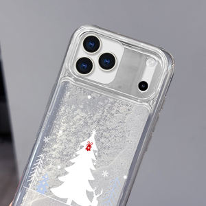 Blanco Navidad copo de <span class=keywords><strong>nieve</strong></span> líquido arena movediza TPU + PC estuche a prueba de golpes para 15/16/17 Series invierno vacaciones árbol de Navidad - Product Image 2