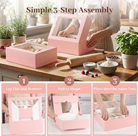 Lot de 12 boîtes à cupcakes roses à ouverture automatique avec fenêtre, idéales pour les anniversaires et les fêtes