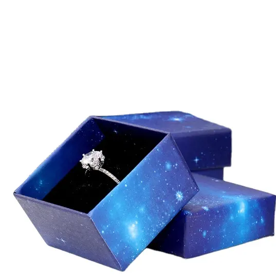 Оптовая продажа, Стильная коробка для упаковки ювелирных изделий с голубым светом, лидер продаж, подарочная упаковочная коробка с логотипом под заказ для ювелирных изделий