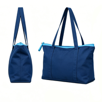 Sac fourre-tout en toile color-block avec fermeture éclair supérieure, sac de transport sécurisé pour l'école, la cueillette des pommes et les courses au marché des agriculteurs
