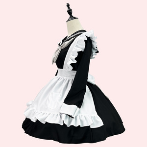 Sailor Style Sweet Maid Outfit Black Long Sleeve Cosplay Costume Women Fancy Dress - Product Image 2