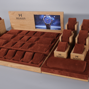 Cao cấp đồng hồ bằng gỗ hiển thị gối khay thiết kế linh hoạt tùy chỉnh cổ tay đồng hồ bộ sưu tập truy cập đồng Hồ đứng hiển thị bộ - Product Image 5