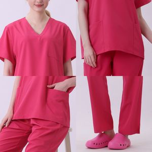 Col en V poches supérieures 4 voies extensible nouveau Style soins infirmiers gommage extensible doux infirmière survêtement uniformes médicaux unisexe gommage ensemble - Product Image 2