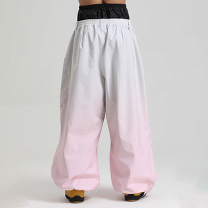 Pantalones de esquí impermeables KingSen para hombre, estilo holgado, pierna ancha, cintura elástica, patchwork, cargo con bolsillos laterales con cremallera, pantalones cortavientos - Product Image 5