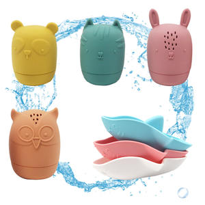 Gran oferta, lindos juguetes de playa de animales, juguetes educativos para bebés, baño ecológico, bebé, silicona, búho, tiburón, barco, juguetes flotantes para niños pequeños - Product Image 1