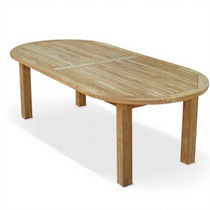 Table de salle à manger ovale moderne pour jardin et patio, en bois massif durable, pliable, en teck, pour la plage, la cuisine, l'hôtel - Product Image 1