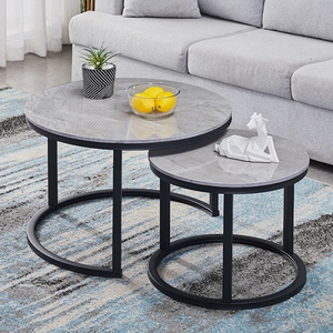 <span class=keywords><strong>Arredamento</strong></span> <span class=keywords><strong>Moderno</strong></span> per la Casa, Tavolino da Caffè Rotondo con Gambe in Metallo Nero per <span class=keywords><strong>Soggiorno</strong></span> - Product Image 4