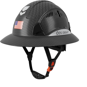 Casque de sécurité industriel léger en HDPE à visière pleine et à fentes en T, casque de protection antichoc à 4 points de suspension - Product Image 1