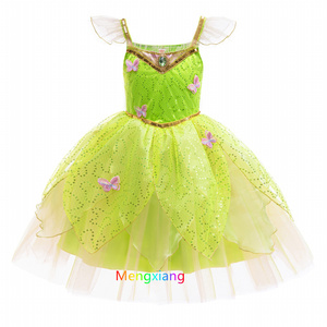 Costume de fée de Noël de l'elfe de la forêt verte pour filles, robe de clochette, robes de fête d'anniversaire fantaisie, costume de princesse grenouille <span class=keywords><strong>Tiana</strong></span> du film - Product Image 5